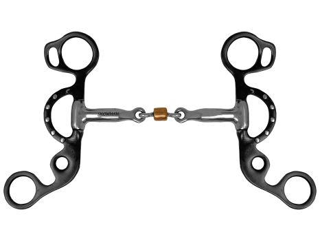 Showman Short Shank Three Piece Sweet Iron Snaffle With Copper Roller