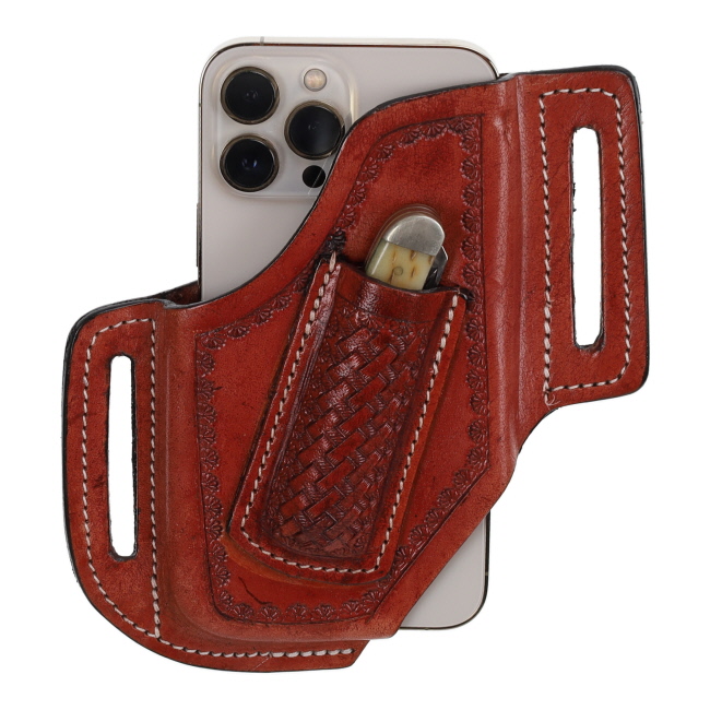 Showman Basket Tooled Phone and Knife Holster #2