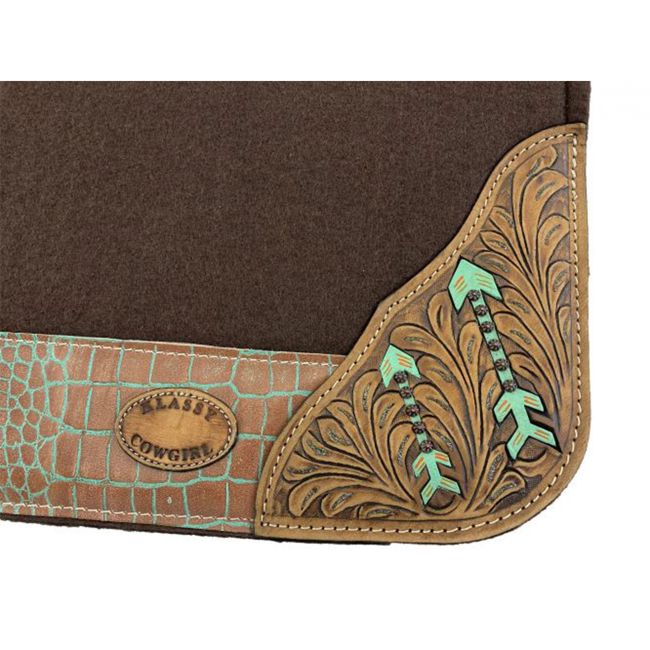 Klassy Cowgirl 28" x 30" Brown Felt Saddle Pad with Painted Arrows #2