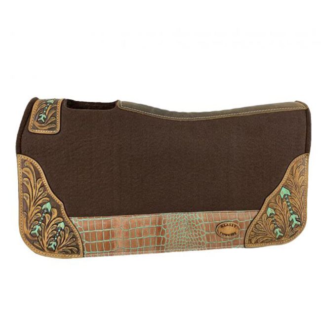 Klassy Cowgirl 28" x 30" Brown Felt Saddle Pad with Painted Arrows