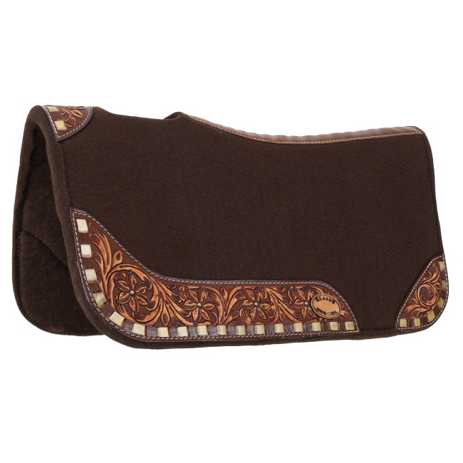 Klassy Cowgirl 28" x 30" Toffee Bloom Contoured Felt Saddle Pad #2