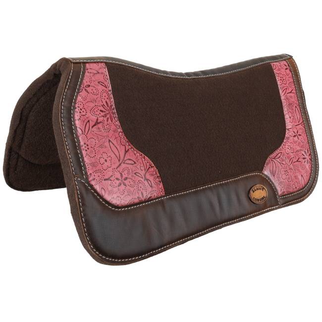 Klassy Cowgirl 28" x 30" Pink Prairie Contoured Felt Saddle Pad #2