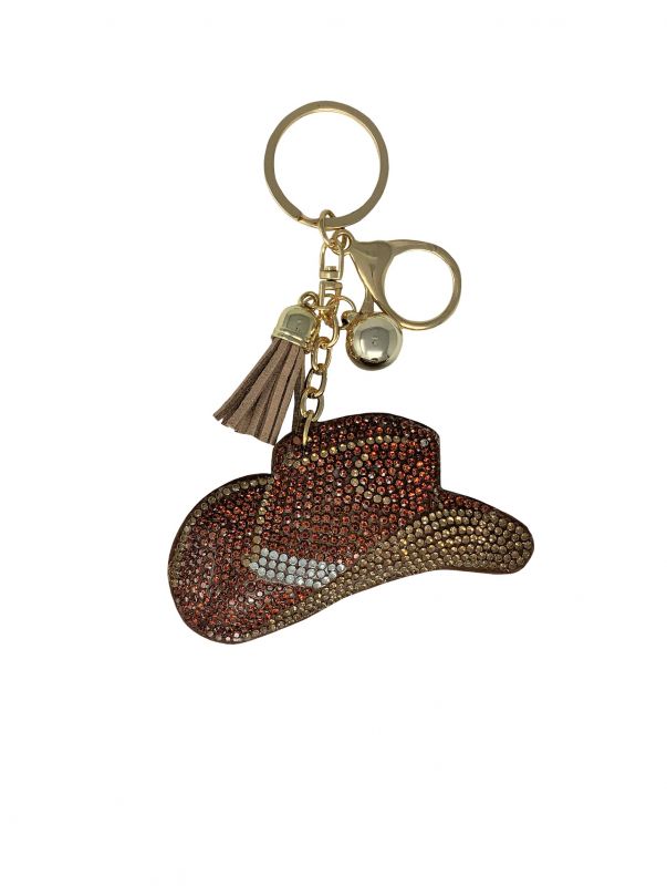 Bedazzled cowboy hat keychain