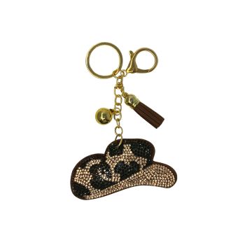 Bling Rhinestone Keychain - Cheetah Hat