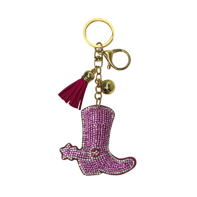 Bling Rhinestone Keychain - Pink Boot