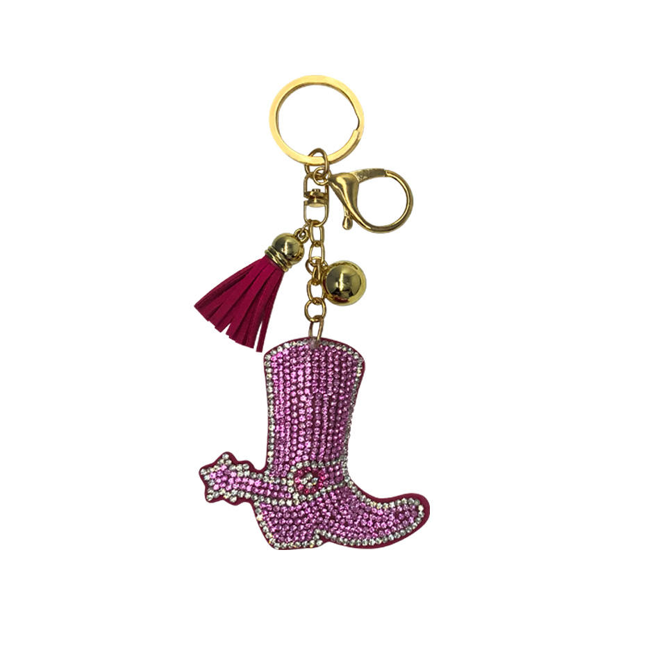 Bling Rhinestone Keychain - Pink Boot