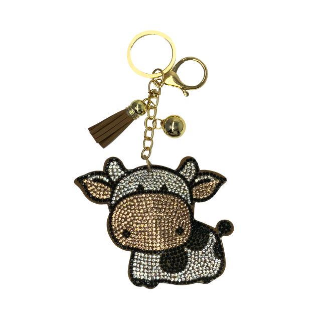 Bling Rhinestone Keychain - Cow