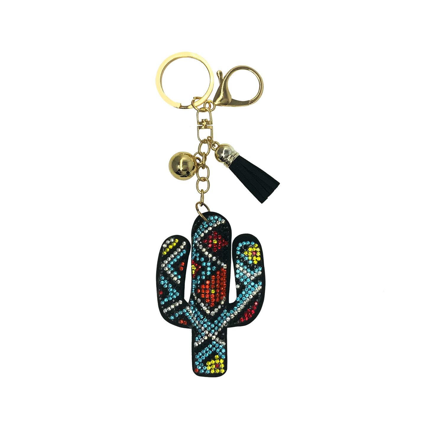 Bling Rhinestone Keychain - Aztec Cactus