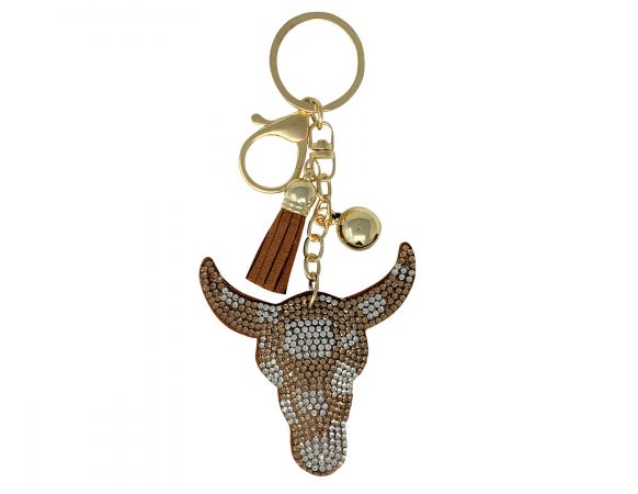 Bedazzled steer head keychain