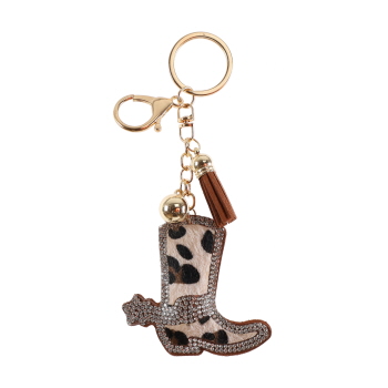 Bling Rhinestone Keychain - Cheetah Boot
