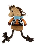 Western Rope and Plush Squeaky Dog Toy - Horse