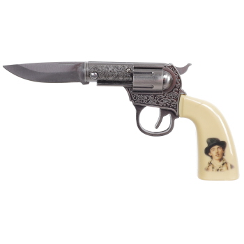 Billy the Kid Stainless Steel Revolver Knife with Plaque