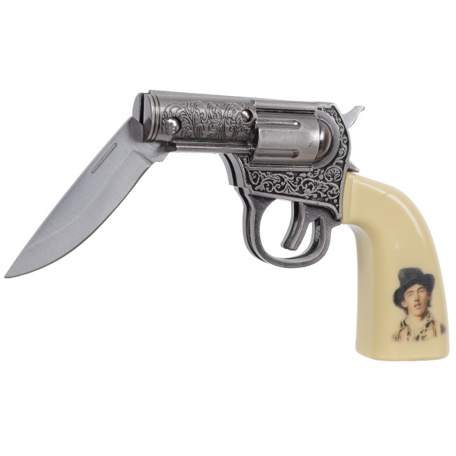 Billy the Kid Stainless Steel Revolver Knife with Plaque #2