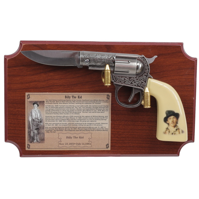 Billy the Kid Stainless Steel Revolver Knife with Plaque #3