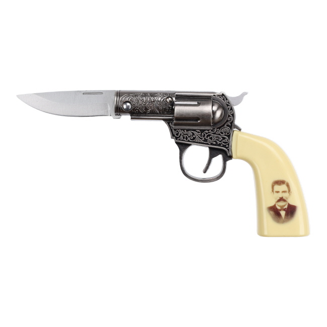 Doc Holiday Stainless Steel Revolver Knife with Plaque