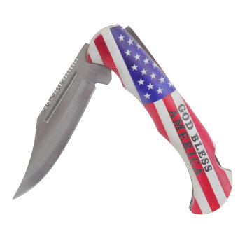 God Bless America Stainless Steel Folding Knife