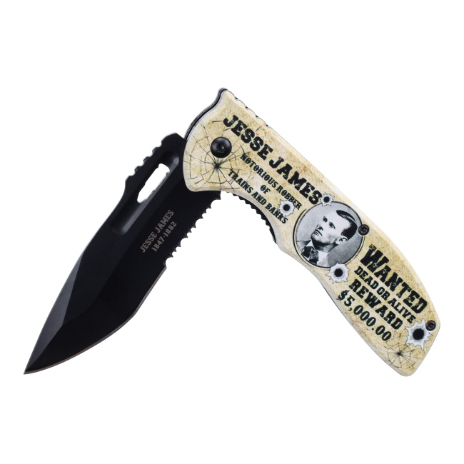 Jesse James Wanted Stainless Steel Folding Knife