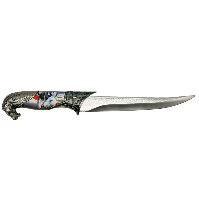 Stars and Stripes Horse Head Fixed Blade Dagger #3