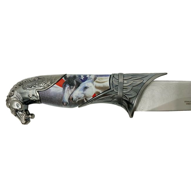 Stars and Stripes Horse Head Fixed Blade Dagger #4