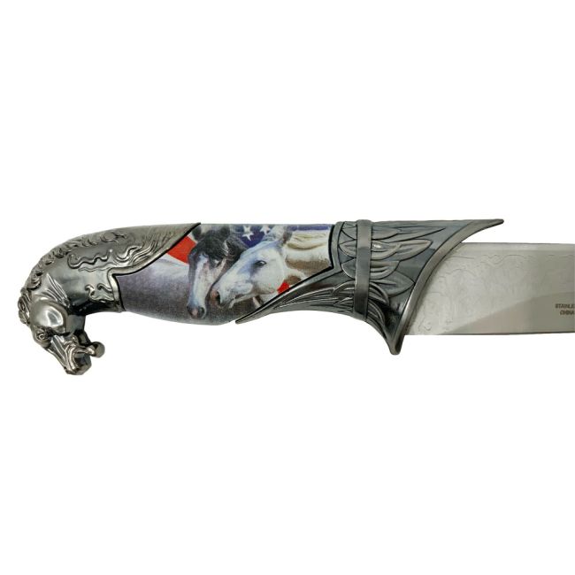 Stars and Stripes Horse Head Fixed Blade Dagger #4