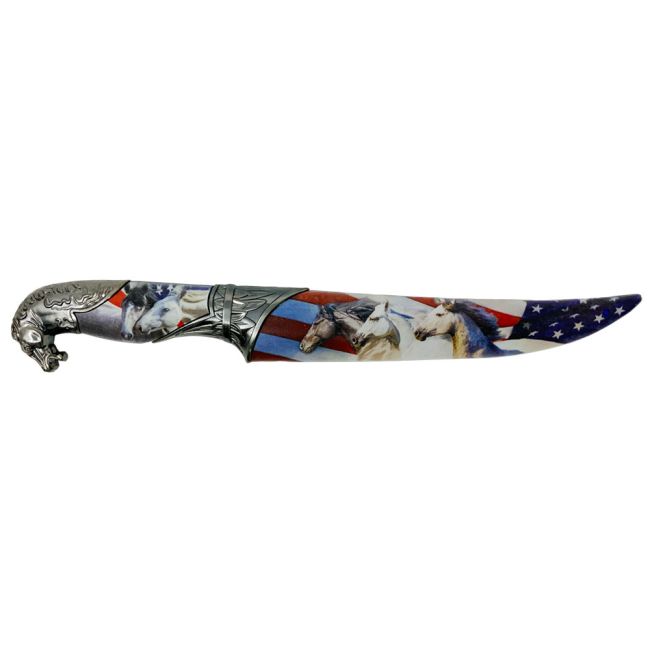 Stars and Stripes Horse Head Fixed Blade Dagger #2