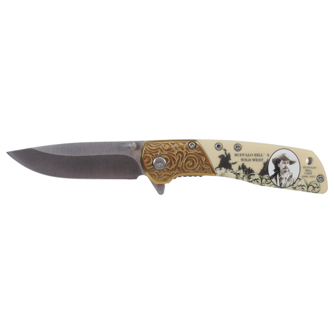 Buffalo Bill Stainless Steel Folding Knife with Wooden Box #2