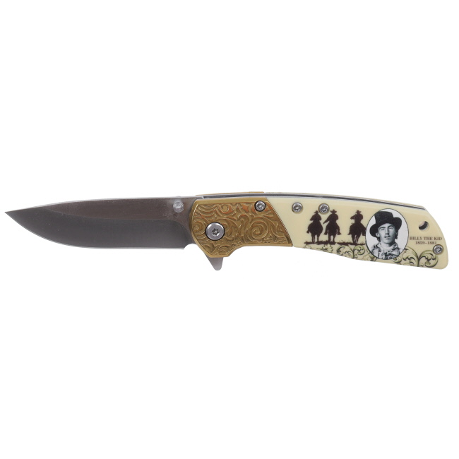 Billy the Kid Stainless Steel Folding Knife with Wooden Box #2