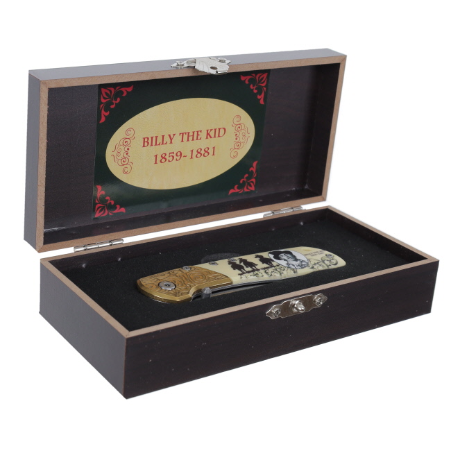 Billy the Kid Stainless Steel Folding Knife with Wooden Box #5