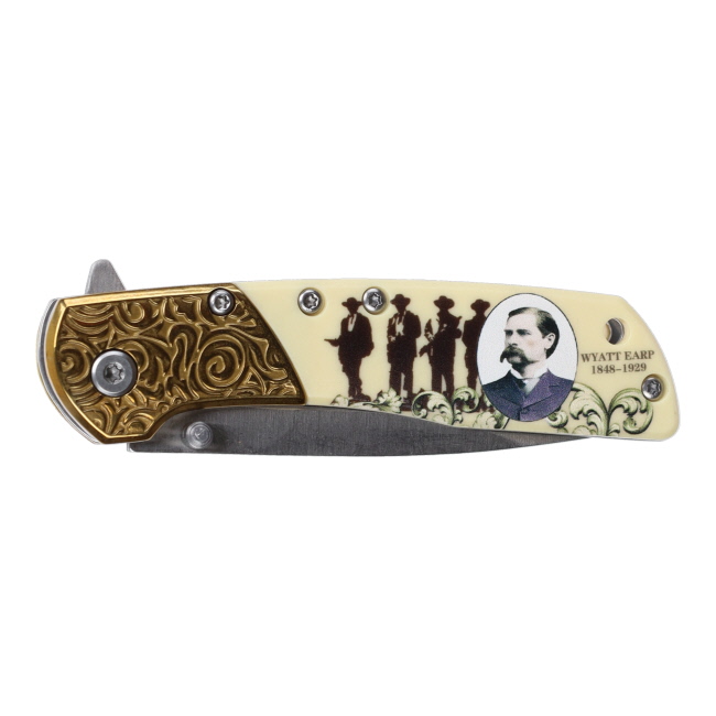 Wyatt Earp Stainless Steel Folding Knife with Wooden Box #3
