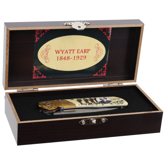 Wyatt Earp Stainless Steel Folding Knife with Wooden Box #5