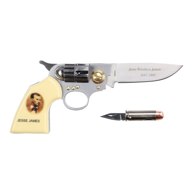 Jesse James Mini Revolver and Bullet Knife Set