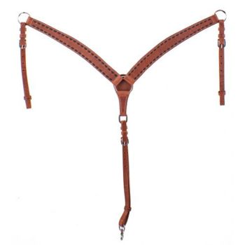 Showman Harness Leather Breastcollar with Buckstitch Trim