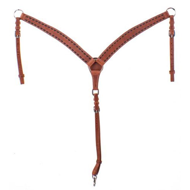 Showman Harness Leather Breastcollar with Buckstitch Trim