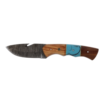 Lariat Outrider - Hand-Forged Damascus Skinning & Camping Knife
