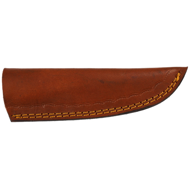 Lariat Trailboss - Hand-Forged Damascus Skinning Knife with Olive & Red Pakka Wood Handle #4