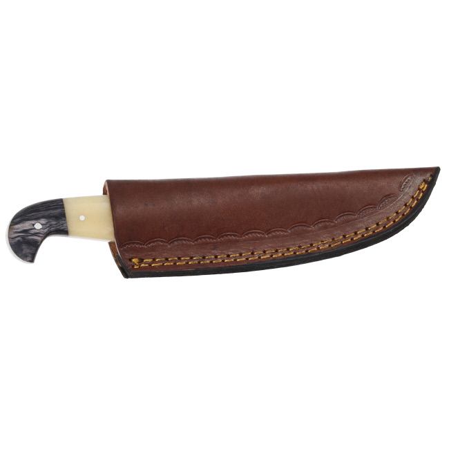 Lariat Range Point - Hand-Forged Damascus Skinning Knife with Camel Bone & Wood Handle #5