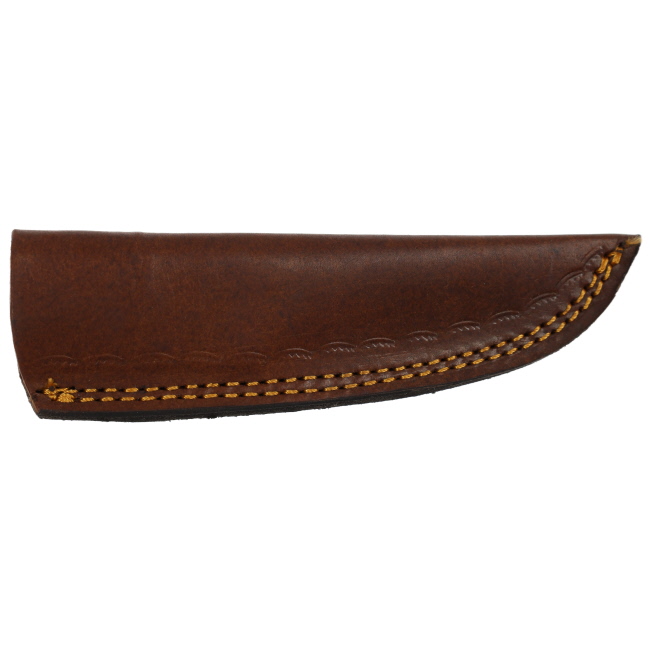 Lariat Dustcutter - Hand-Forged Damascus Spearpoint Knife with Camel Bone, Brown & Black Wood Handle #4