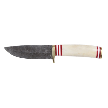 Lariat Ridgeback - Hand-Forged Damascus Hunting Knife with Bone & Resin Handle
