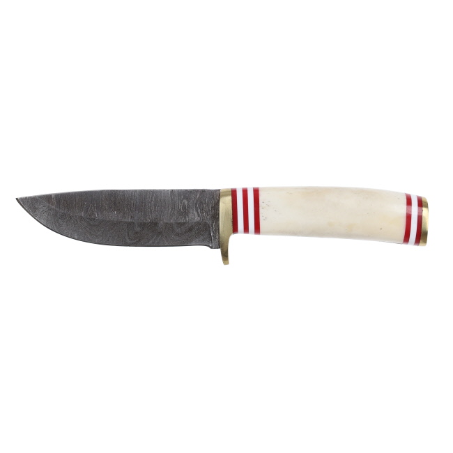 Lariat Ridgeback - Hand-Forged Damascus Hunting Knife with Bone & Resin Handle