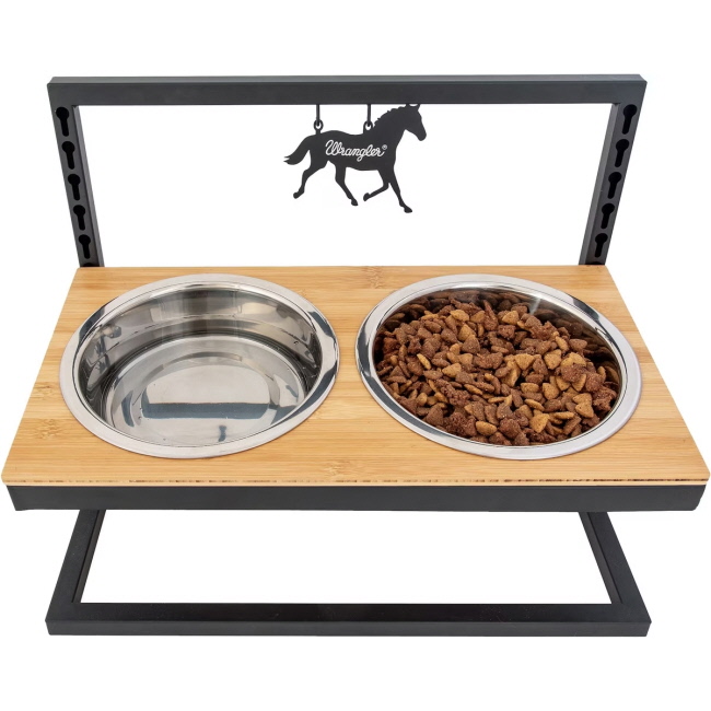 Wrangler Adjustable Elevated Feeder Dog Bowl - Horse & Bison #3