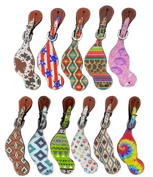 Showman Ladies Assorted Fashion Print Leather Spur Straps