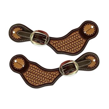 Showman Ladies' Argentina Cow Leather Basketweave Spur Straps