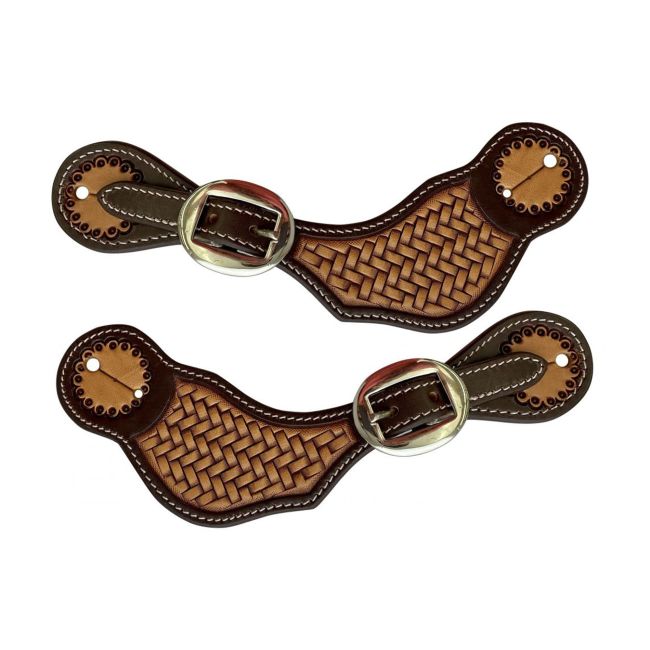 Showman Ladies' Argentina Cow Leather Basketweave Spur Straps