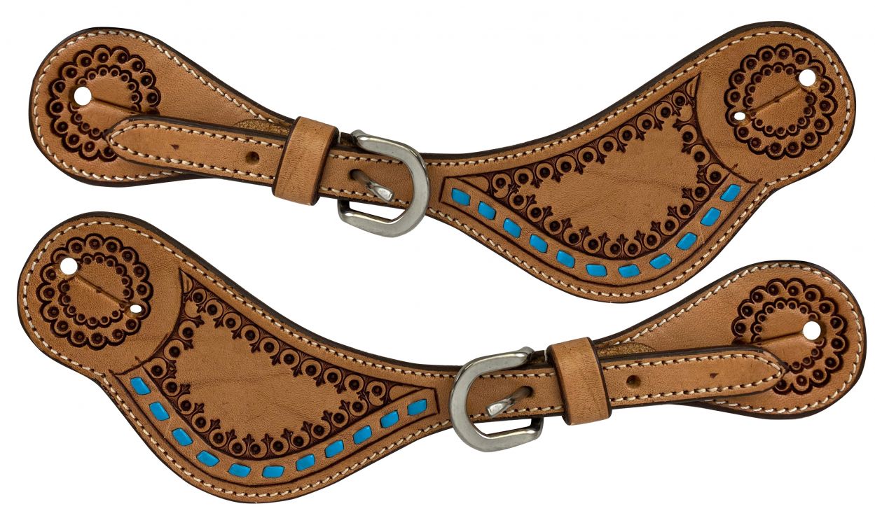 Showman 30655M Men’s Celtic Knot Spur Straps – Genuine Argentina Cow Leather – Western Horse Tack