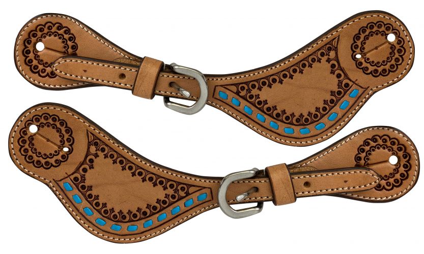Showman Ladies Size Argentina Cow Leather Embossed Spur Straps