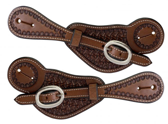 Showman Men's Argentina Cow Leather basket stamp Spur Straps