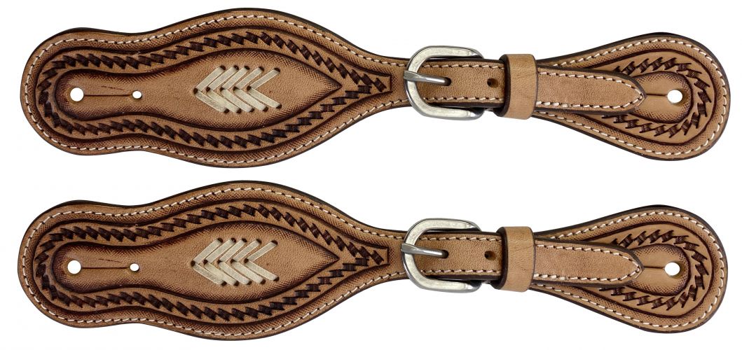 Showman Argentina Cow Leather Embossed Men's Light Oil Spur straps