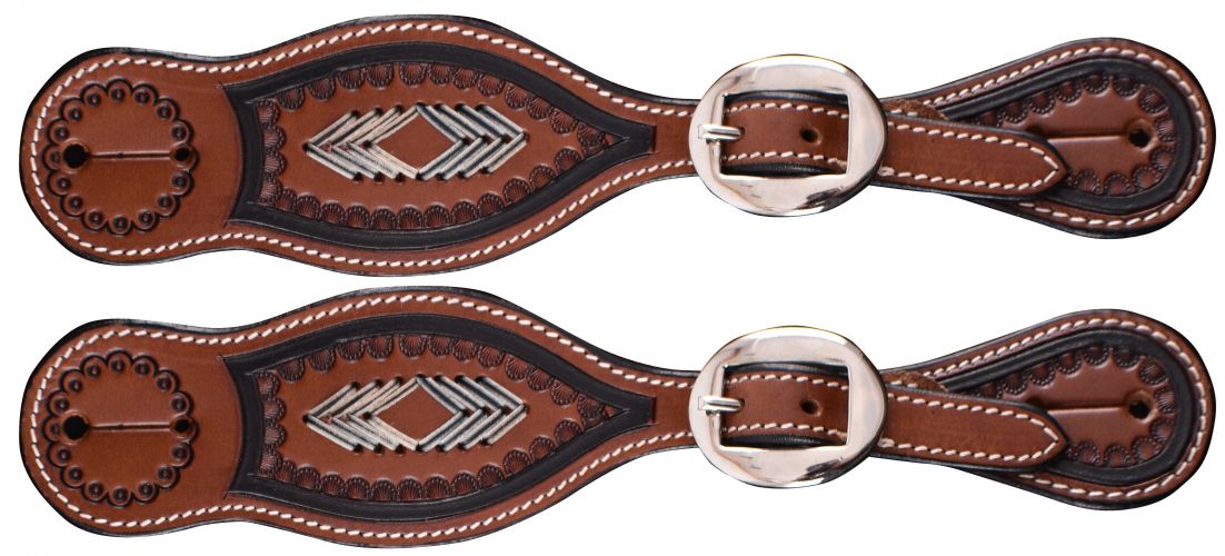 Showman Argentina Cow Leather Embossed Youth Spur Straps