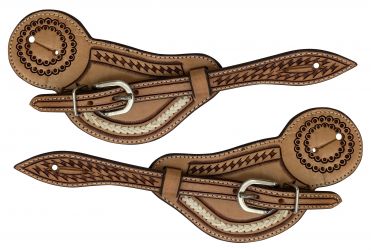 Showman Argentina Cow Leather Men's Spur Straps in light oil