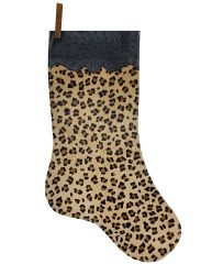Showman Leopard Cowhide Christmas Stocking - Ostrich Cuff